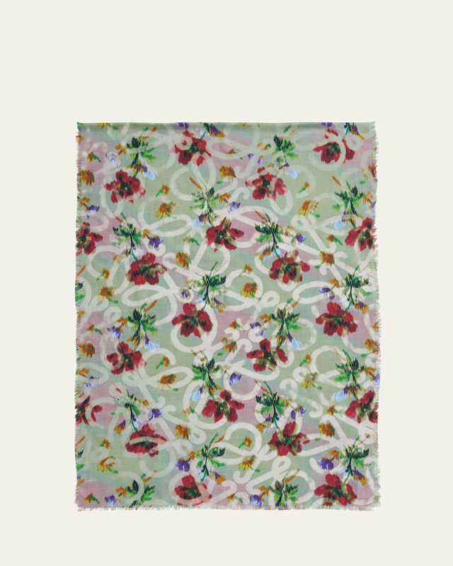 Floral Anagram Cashmere and Silk Scarf